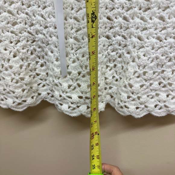 Two hand crocheted outfits with a One crocheted blanket
With a Pearl White Yarn - Picture 2 of 16